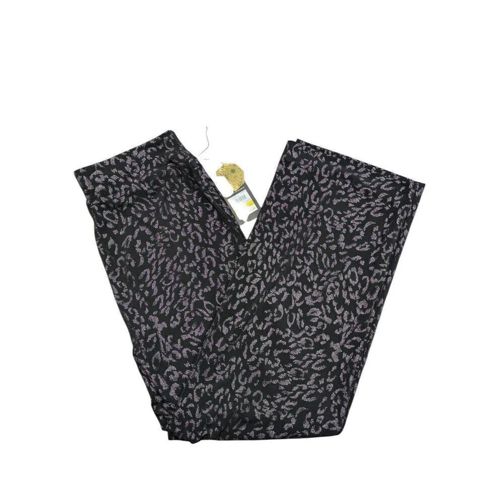 Nine West High Rise Long Black & Silver Leopard Stretch Women's Size Medium